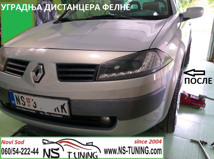 renault megane 4x100 distanceri felne 20mm srafovi 12x1.5 ugradnja novi sad tuning